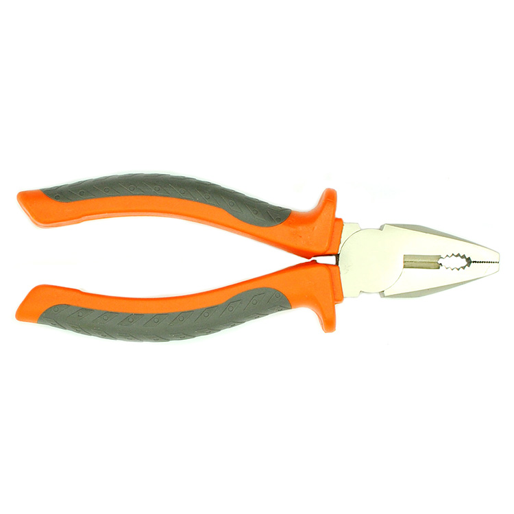 011Hardware: 180mm fine polishing PVC double color handle combination plier 