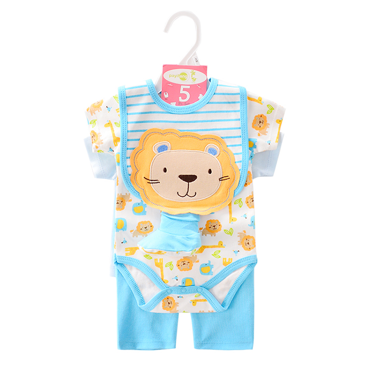 240baby:Pure cotton cartoon pattern newborn baby bodysuit with short sleeve