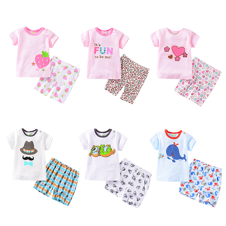 266baby:Factory Price Organic Cotton Short Sleeve Baby Tshirt Set