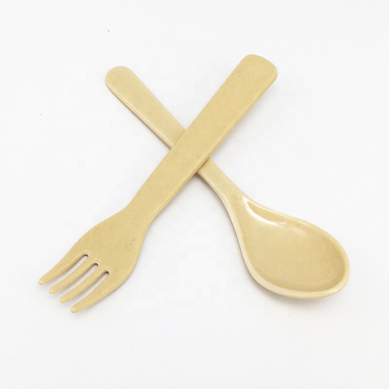 009Banboo:Factory 2 Pcs Kitchen Dishwasher Travel Reusable Bamboo Fiber Spoon And Fork Set 