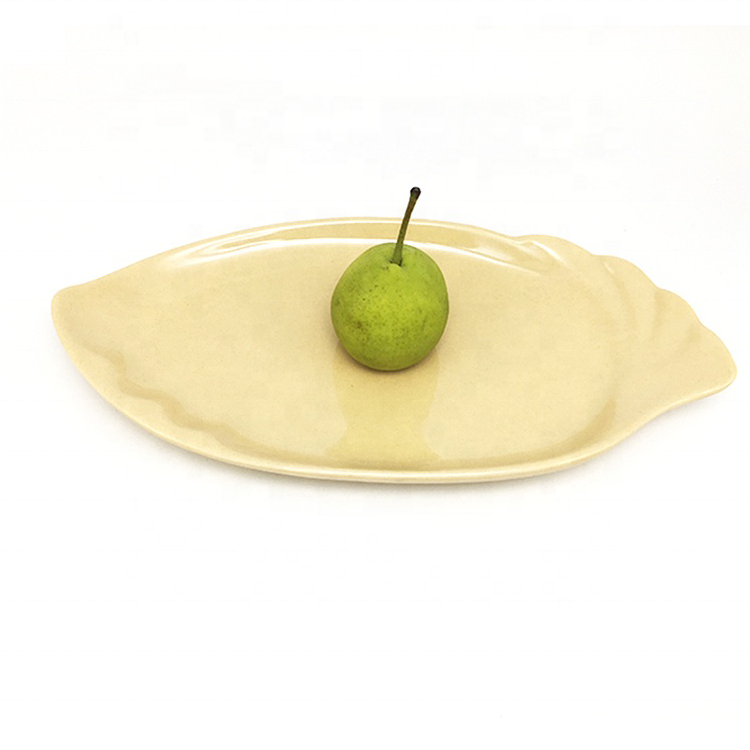 042Banboo:Hot Biodegradable Food Grade Heat Resistant Color Bamboo Fiber Dinner Fish Plate