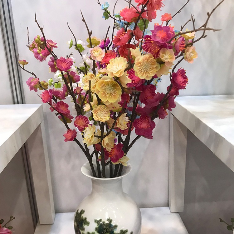 011decorating:Home Decoration 90cm Artificial Flower Bouquet Real Touch Plum Blossom 