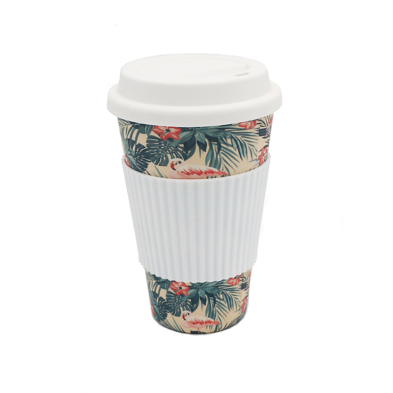 100% Natural biodegradable office tall coffee cups orgainc bamboo fiber green 400ML drinking cups 