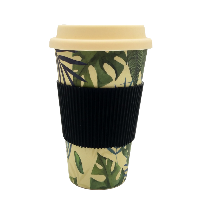 Food grade bamboo fiber coffee mug reusable cups 400ML eco friendly